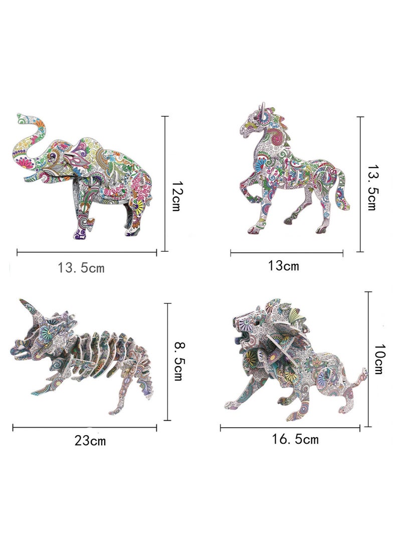 3D Coloring Puzzle DIY Painted Graffiti Model Toy 4 Pieces Set - Image 1